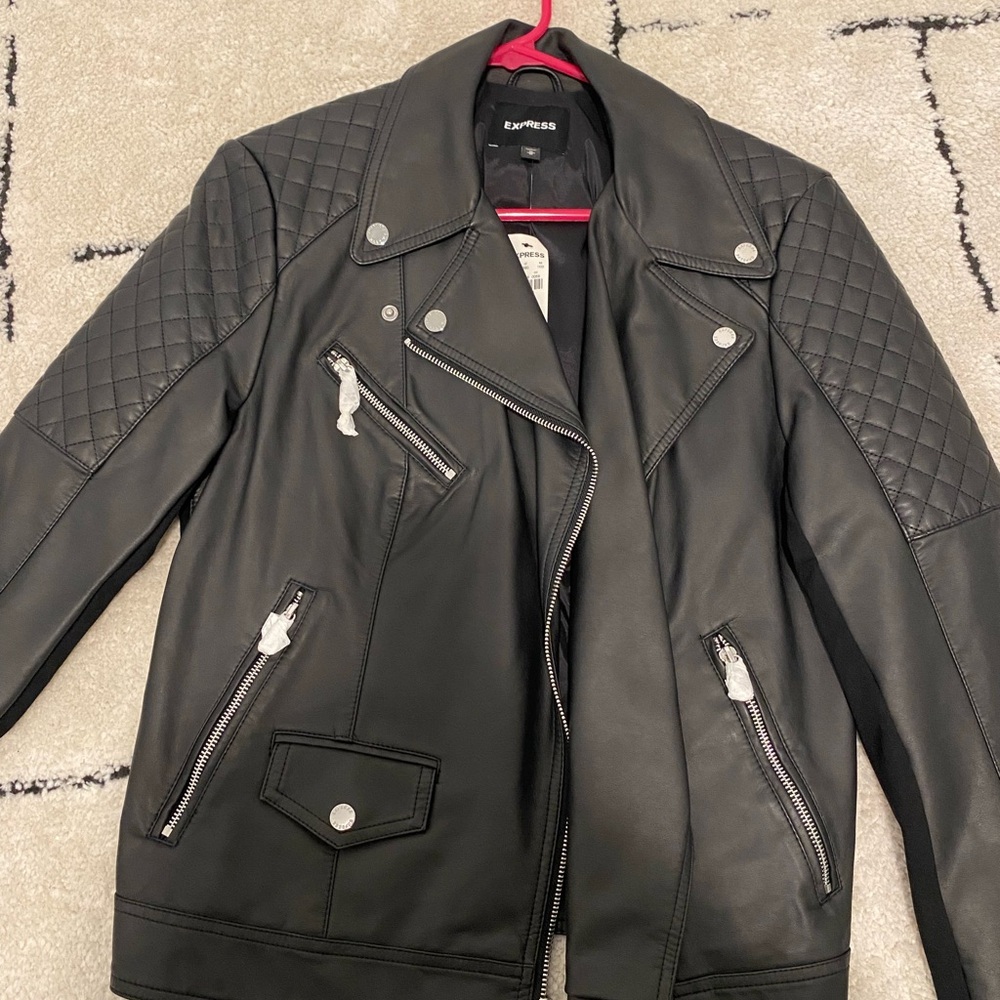 Black Faux Leather Biker Jacket